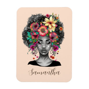 Floral Elegant Afro Frau Magnet