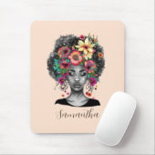 Floral Elegant Afro Frau Mousepad (Mit Mouse)