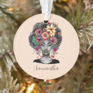 Floral Elegant Afro Frau Ornament