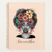Floral Elegant Afro Frau Planer (Vorderseite)