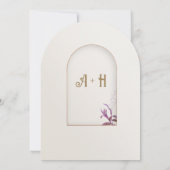 Floral Elegant Arch Islamic Wedding Monogram Einladung (Rückseite)