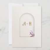 Floral Elegant Arch Islamic Wedding Monogram Einladung (Rückseite)