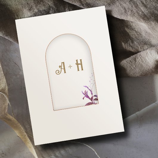 Floral Elegant Arch Islamic Wedding Monogram Einladung