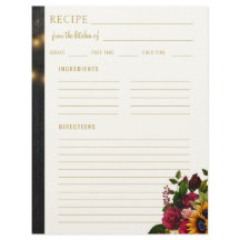 Floral elegant aus der Küche des leeren Rezeptes