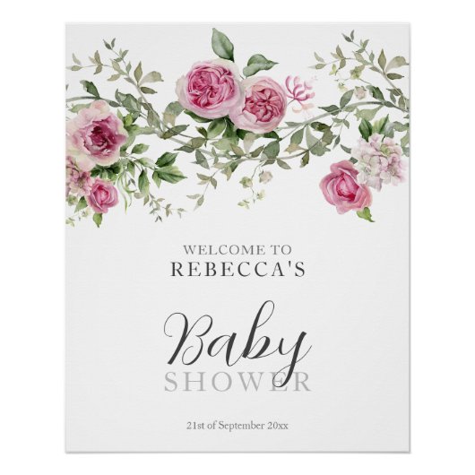 Floral Elegant Baby Shower Poster (Vorderseite)