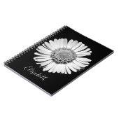 Floral Elegant Big Black und White Daisy Add Name Notizblock (Linke Seite)