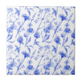 Floral Elegant Blue Flowers Ceramic Tile Fliese (Vorderseite)