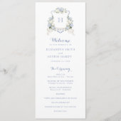 Floral Elegant Blue Hydrangea Wappen Hochzeit Programm (Vorderseite)