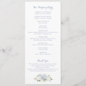 Floral Elegant Blue Hydrangea Wappen Hochzeit Programm (Rückseite)