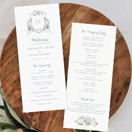 Floral Elegant Blue Hydrangea Wappen Hochzeit Programm
