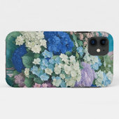 Floral Elegant Blue Hydrangeas iPhone Case (Rückseite (Horizontal))