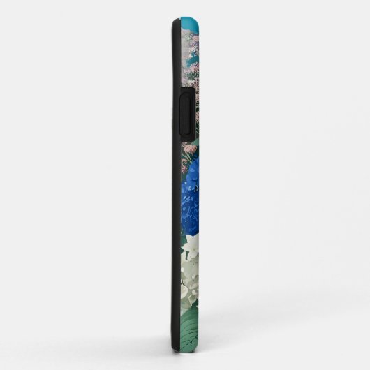 Floral Elegant Blue Hydrangeas iPhone Case (Hinten/Rechts)
