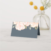 Floral Elegant Blush Bloral Blue Guest Wedding Platzkarte (Rückseite)