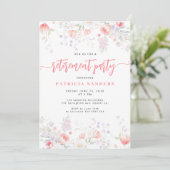 Floral elegant blush pink retirement party einladung (Stehend Vorderseite)