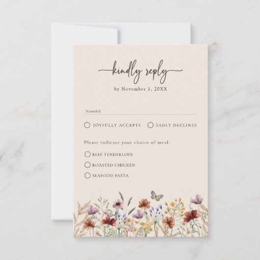Floral Elegant Boho RSVP Card (Vorderseite)