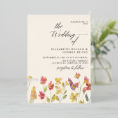 Floral Elegant Boho Summer Wildblumen Hochzeit Folieneinladung (Stehend vorne)
