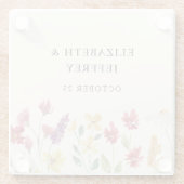 Floral Elegant Boho Summer Wildblumen Hochzeit Glasuntersetzer (Rückseite)