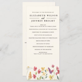 Floral Elegant Boho Summer Wildblumen Hochzeit Programm