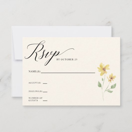 Floral Elegant Boho Summer Wildblumen Hochzeit RSVP Karte (Vorderseite)