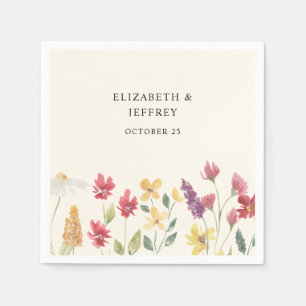 Floral Elegant Boho Summer Wildblumen Hochzeit Serviette
