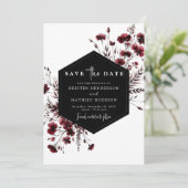 Floral Elegant Burgundy Wedding Save The Date (Stehend Vorderseite)