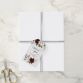 Floral Elegant Burgundy White Magnolia Wedding Geschenkanhänger (Mit Garn)