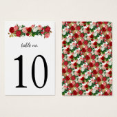 Floral Elegant Calligraphy Burgundy Tischnummer (Vorne & Hinten)