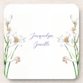 Floral Elegant Chic Calligrafy Name Lithograph Getränkeuntersetzer (Vorderseite)