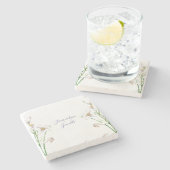 Floral Elegant Chic Calligrafy Name Lithograph Steinuntersetzer (Seitenansicht)