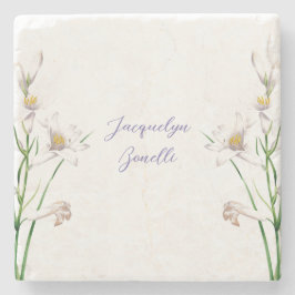 Floral Elegant Chic Calligrafy Name Lithograph Steinuntersetzer