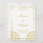 Floral Elegant Chic Gold Hochzeit Einladung (Vorderseite)