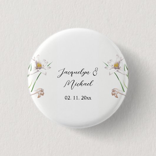 Floral Elegant Chic Niedliche Kalligrafie Name Button (Vorderseite)