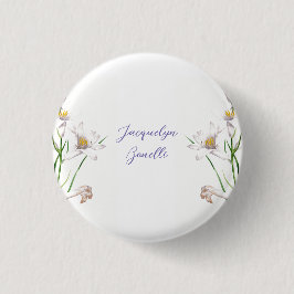Floral Elegant Chic Niedliche Kalligrafie Name Button