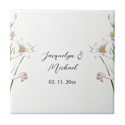 Floral Elegant Chic Niedliche Kalligrafie Name Fliese (Vorderseite)