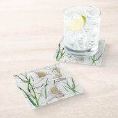 Floral Elegant Chic Niedliche Kalligrafie Name Glasuntersetzer (Schrägansicht)