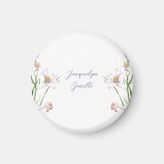 Floral Elegant Chic Niedliche Kalligrafie Name Magnet (Vorne)