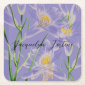 Floral Elegant Chic Niedliche Kalligrafie Name Rechteckiger Pappuntersetzer (Vorderseite)