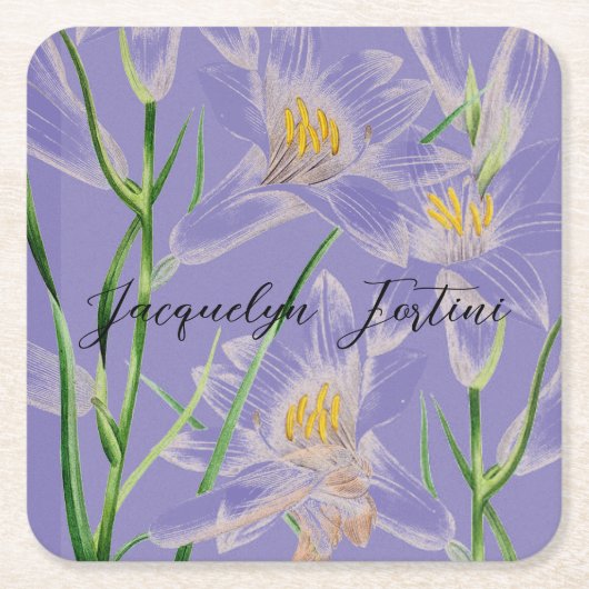 Floral Elegant Chic Niedliche Kalligrafie Name Rechteckiger Pappuntersetzer (Vorderseite)
