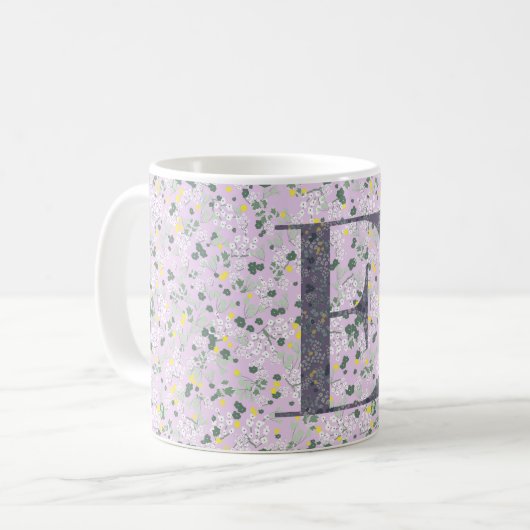 Floral Elegant Class E lilac mit einer Phrase Kaffeetasse (Vorderseite Links)