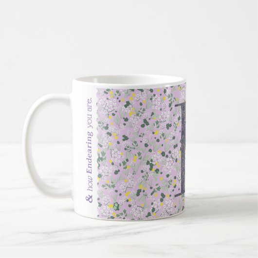Floral Elegant Class E lilac mit einer Phrase Kaffeetasse (Links)