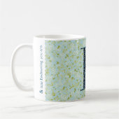 Floral Elegant Class E Monogram blau mit einer Phr Kaffeetasse (Links)