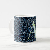 Floral Elegant Class Monogram A blue w/Phrase Kaffeetasse (Vorderseite Links)