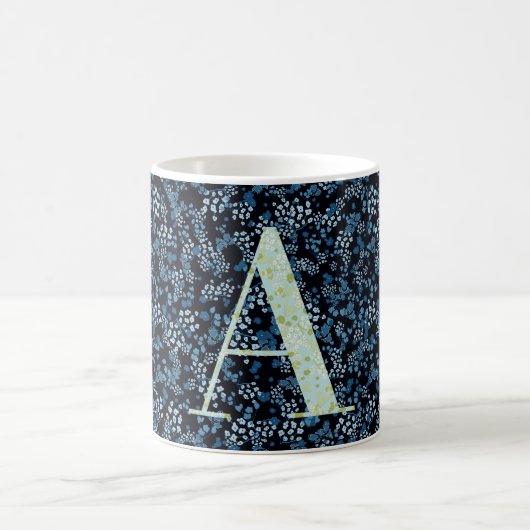 Floral Elegant Class Monogram A blue w/Phrase Kaffeetasse (Mittel)
