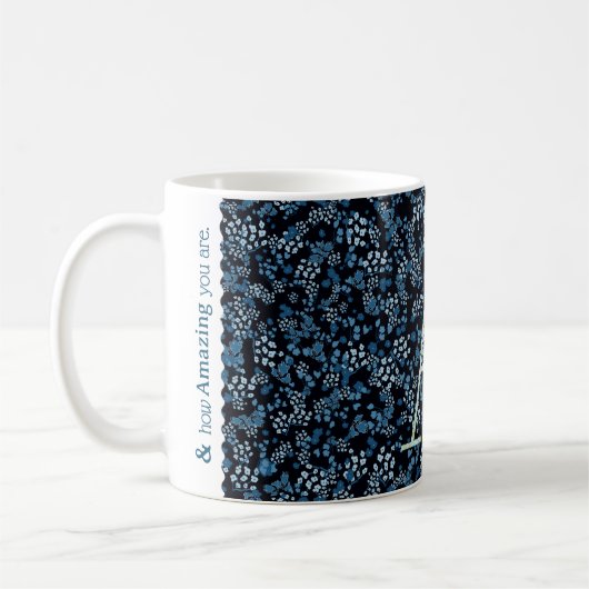 Floral Elegant Class Monogram A blue w/Phrase Kaffeetasse (Links)