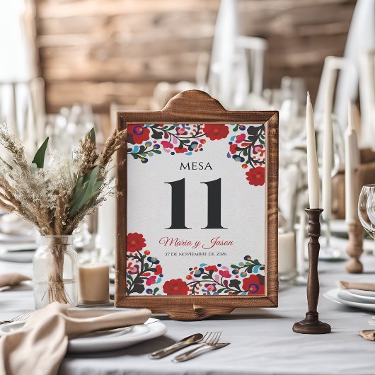 Floral Elegant Colorful Fiesta Spanish Wedding Tischnummer