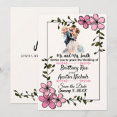 Floral Elegant Couple Wedding Invitation Einladung (Vorne/Hinten)