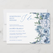 Floral Elegant Dusty Blue Brautparty Einladung (Vorderseite)
