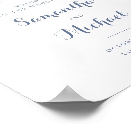 Floral Elegant Dusty Blue Crest Welcome Sign Poster (Ecke)