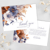 Floral Elegant Dusty Blue Rust Wedding Dankeskarte