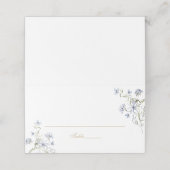 Floral Elegant Dusty Blue Wedding Platzkarte (Außenseite Aufgefaltet)